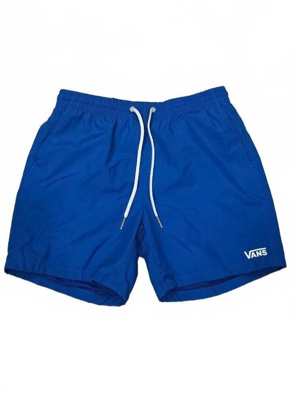 Vans Men's Blue Swim Shorts with Drawstring Waist, Size Small